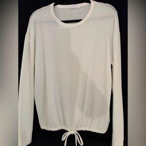 GAP white long sleeve cropped top with drawstring tie waist $65 - Medium Tall